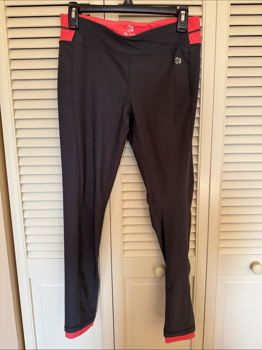 Jillian Michaels Grey Women's Workout Pants with Coral Trim